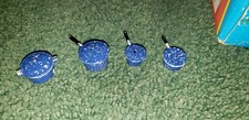 New Dollhouse Miniature Blue Enamelware Cookware 8 Pcs. Set White Dots Pot Pan