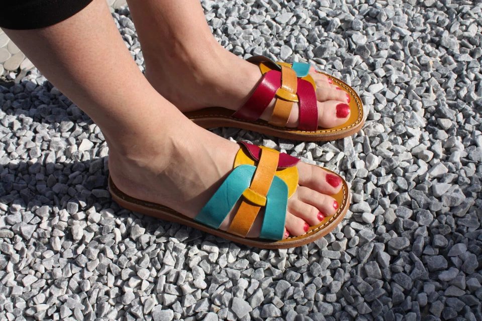 Sandales Femme - CUIR CONFORT Artisanale & Naturelle - Du 35 au 42 - Multicolore - Photo 2/2