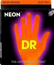 DR N0E-10 Neon Phosphorescent Electric Guitar Strings - Orange Neon, New!