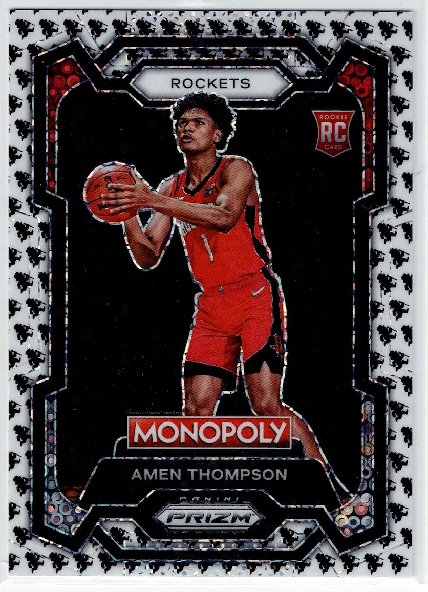 2023-24 Panini Prizm Monopoly Amen Thompson RC Monopoly Man Black and White SSP