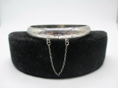 13 GRAM VINTAGE HAND ETCHED STERLING SILVER SLIP ON BANGLE