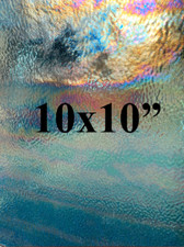 10x10"- Stained Glass Sheet Medium Sky Blue Ripple Iridized Wissmach