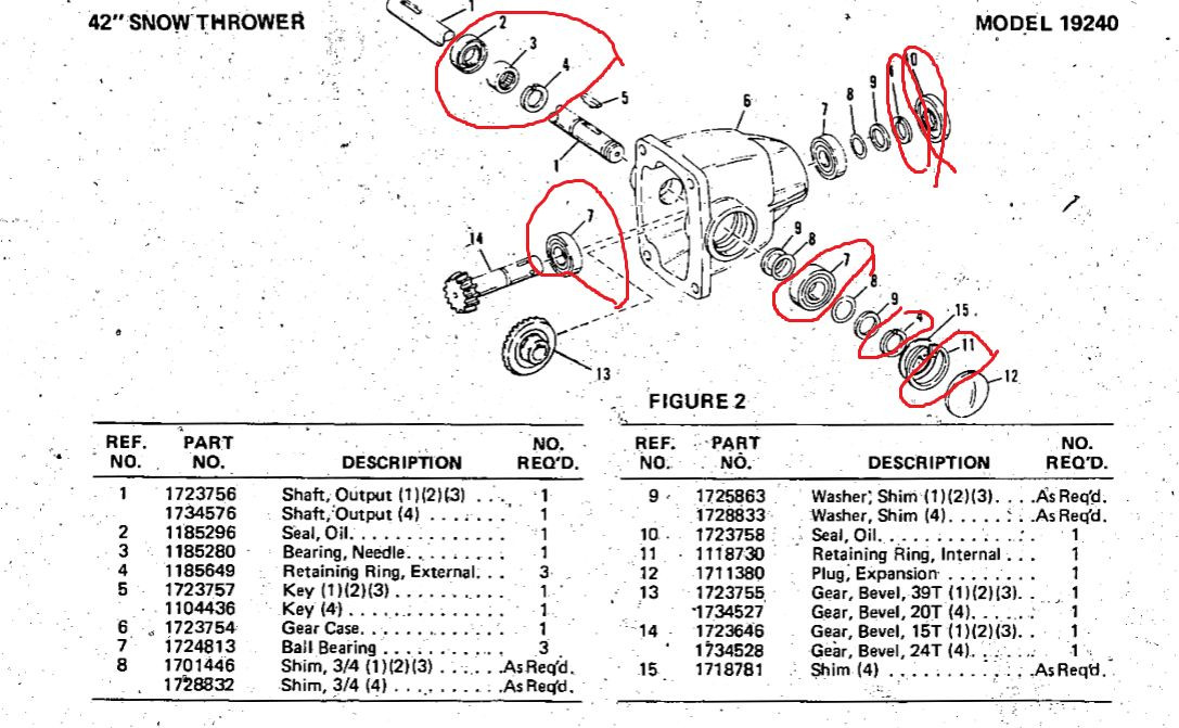 BolensTroy Bilt Mowing deck&Snowblower gearbox rebuild kit 1745476 / 1723771 eBay