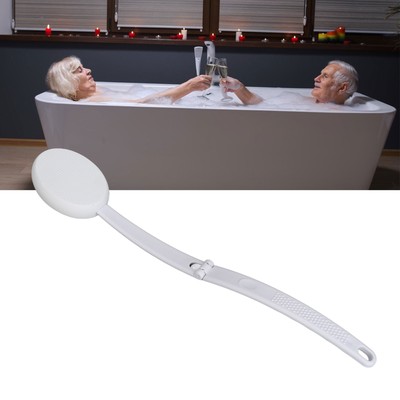 Falten Curved Handle Bath Brush Mit 2 Heads Anti-Slip Labor Saving Back Scru NEW