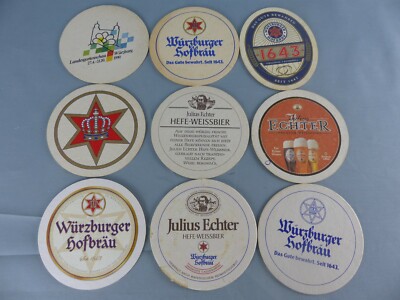 Lot of 9 different SOUS BOCK WÜRZBURGER beer mats bierviltje Bierdeckel D50