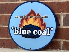 Blue Coal Anthracite Rail Coal Burner vintage reproduction  round metal sign