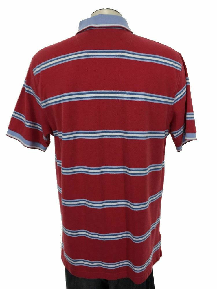 Brooks Brothers Logo Polo Shirt L Red White Blue Stripe Golf Mens thumbnail 2