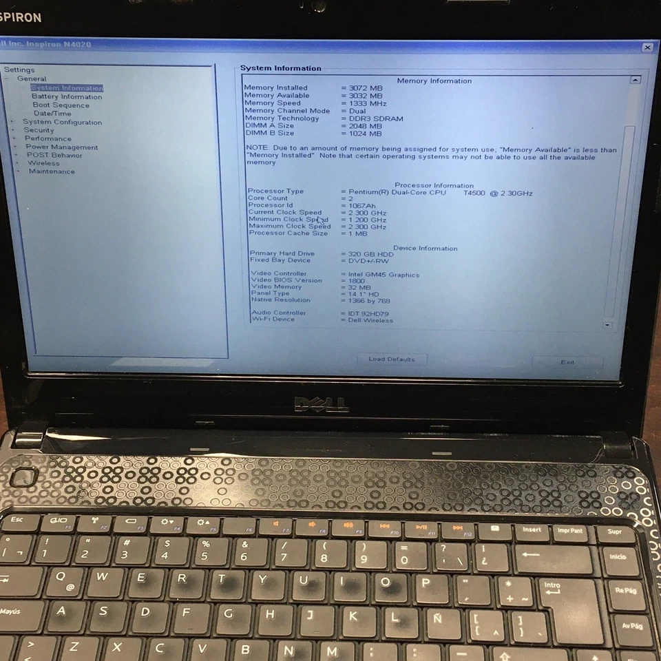 Dell Inspiron N4020 14.1" Laptop Pentium Dual-Core T4500 3GB 320GB No OS H2445 - Image 2 of 4