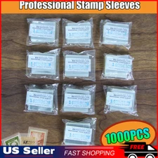 US Lot 1000 Pcs Stamp Sleeves Holders Professional Collection Protection 3x3.5cm