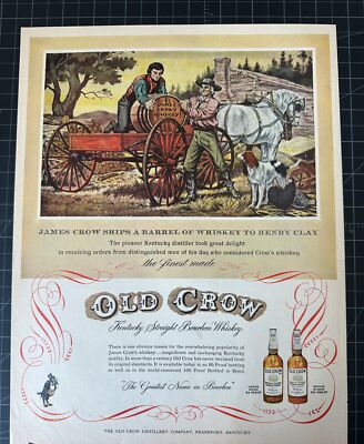 Vintage 1950s Old Crow Whiskey Print Ad
