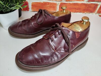 VINTAGE DR MARTENS DERBY SCHUHE UK 7,5 OCHSENBLUT LEDER BURGUNDERROT HERREN ELEGANT FORMELL