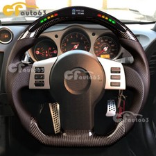 Real Carbon Fiber Led Sport Steering Wheel Fit 2003-2009 Nissan 350z Fairlady Z