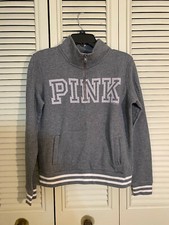Victoria Secret PINK Gray 1/4 zip Pullover Sweatshirt Size S