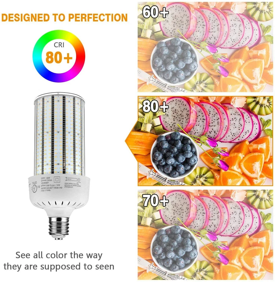 High Bay Warehouse Garage LED Corn Bulb 100W Cob Light E39 Mogul Base 5000K DLC - Image 3 of 4