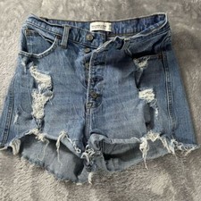 Abercrombie Fitch Womens 28 Denim Shorts Ultra High Rise Distressed Cutoff