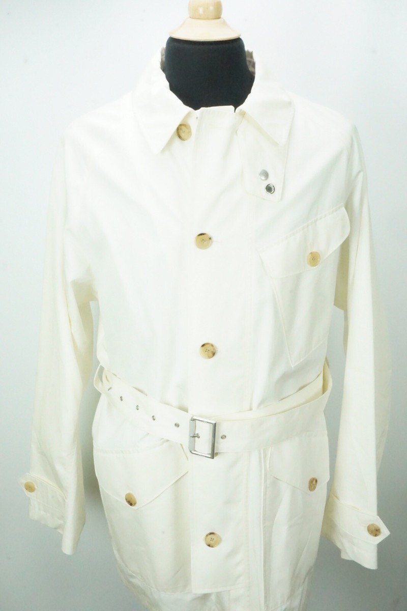 Ralph Lauren Purple Label RLPL White Belted Coat Sz L New W/o Tags