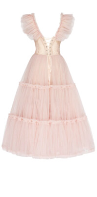 Mlla dress Misty Rose Ruffled Tulle Midi Dress