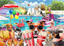 Jigsaw Puzzles 1000 Pieces for Adults, Fun at the Amusement Park Dog Puzzles ...