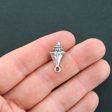 BULK 25 Seashell Charms Antique Silver Tone 3D - SC4439