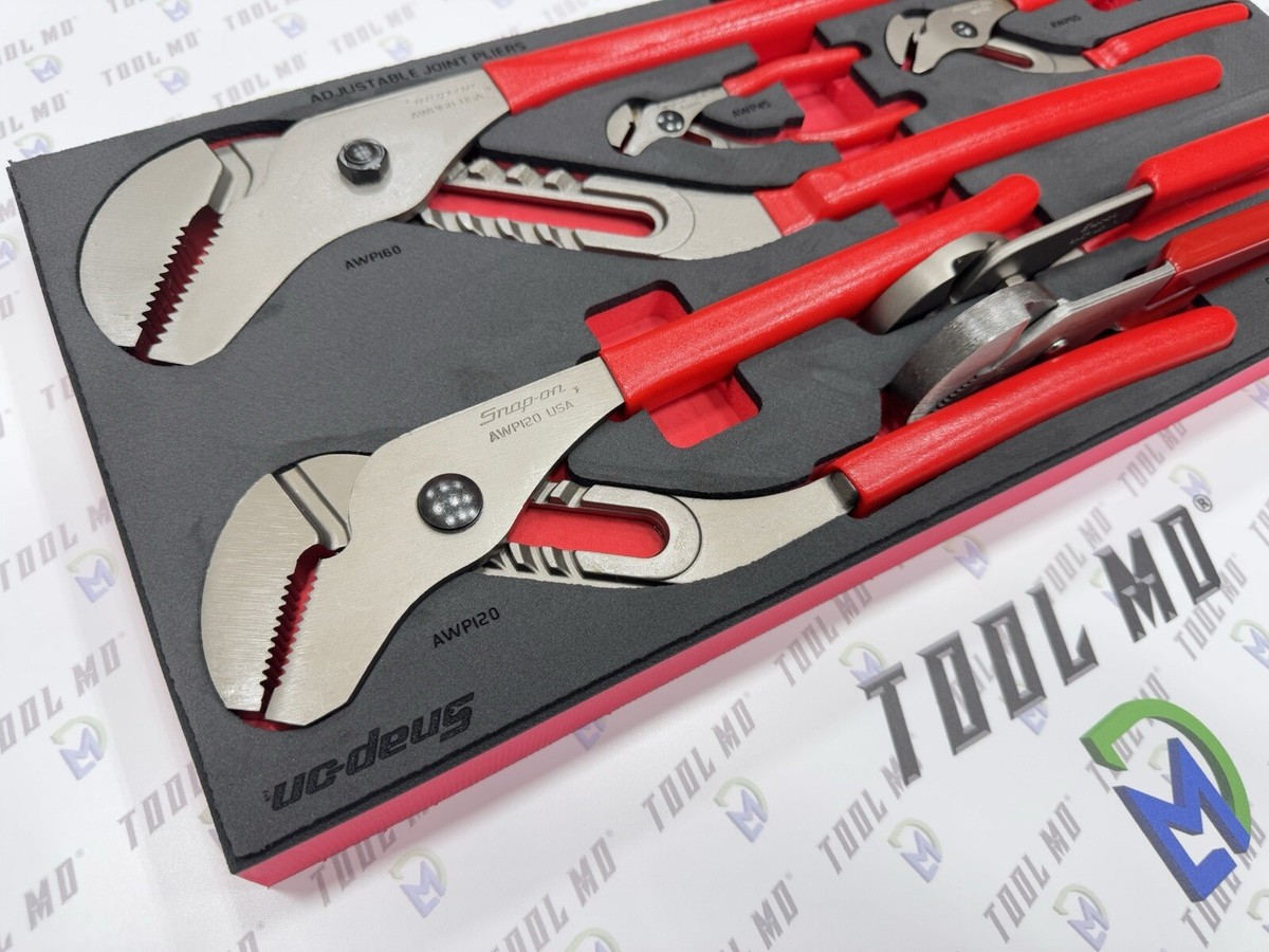 Snap-on Tools USA NEW RED 6-Piece Adjustable Joint Pliers Snap-on Tools USA NEW RED 6-Piece Adjustable Joint Pliers