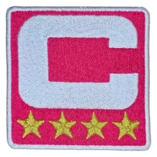 PINK CAPTAIN C PATCH 4 GOLD STARS SPORTS JERSEY EMBROIDERED IRON ON PATCH 2.5"