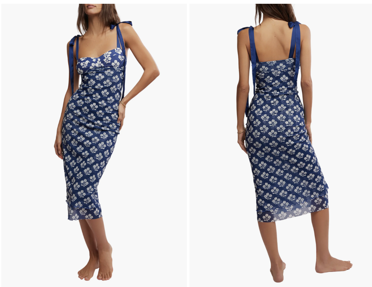 New Free People Intimately Floral Layered Mesh SlipDress Women's Sz Large
