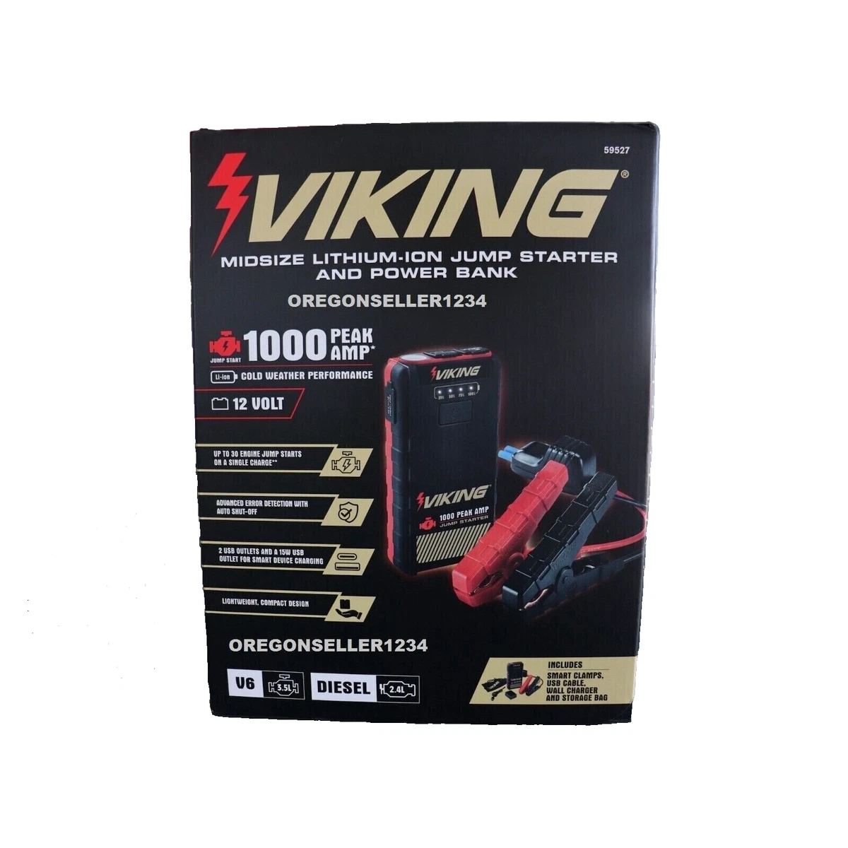 1000 Peak Amp Lithium-Ion Jump Starter and Power Bank