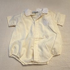 Feltman Brothers Ivory Cotton Romper One-Piece Short Sleeve Embroidered 6 Months