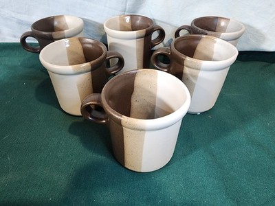 McCoy Pottery, Sandstone Brown Coffee Cups Set of 6, Made in USA, Nice!