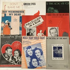 1930s Vintage Sheet Music Lot Hallelujah I  m a Bum Auf Wiedersehen Green Eyes 28
