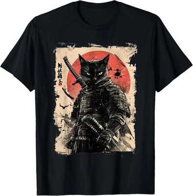 Vintage Art anime graphic samurai cat warrior Gift Unisex T-Shirt
