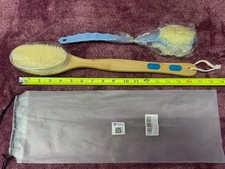 Two Double sided Bath Brush set with Loofah Bamboo Handle