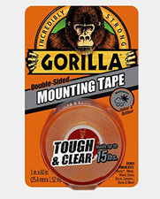 Gorilla Mounting Tape Clear Double-Sided in Out Holds 15 Lbs 1" W X 60" L