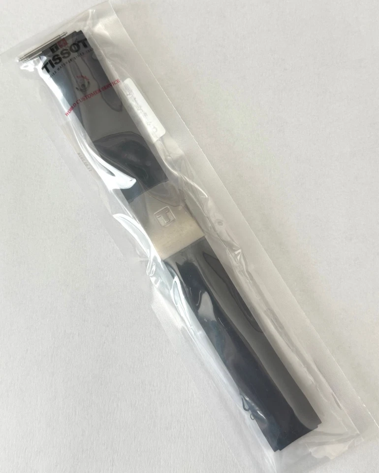 Correa de reloj de goma negra original Tissot Veloci-T T024427A T024417A con cierre Foto 4 de 4