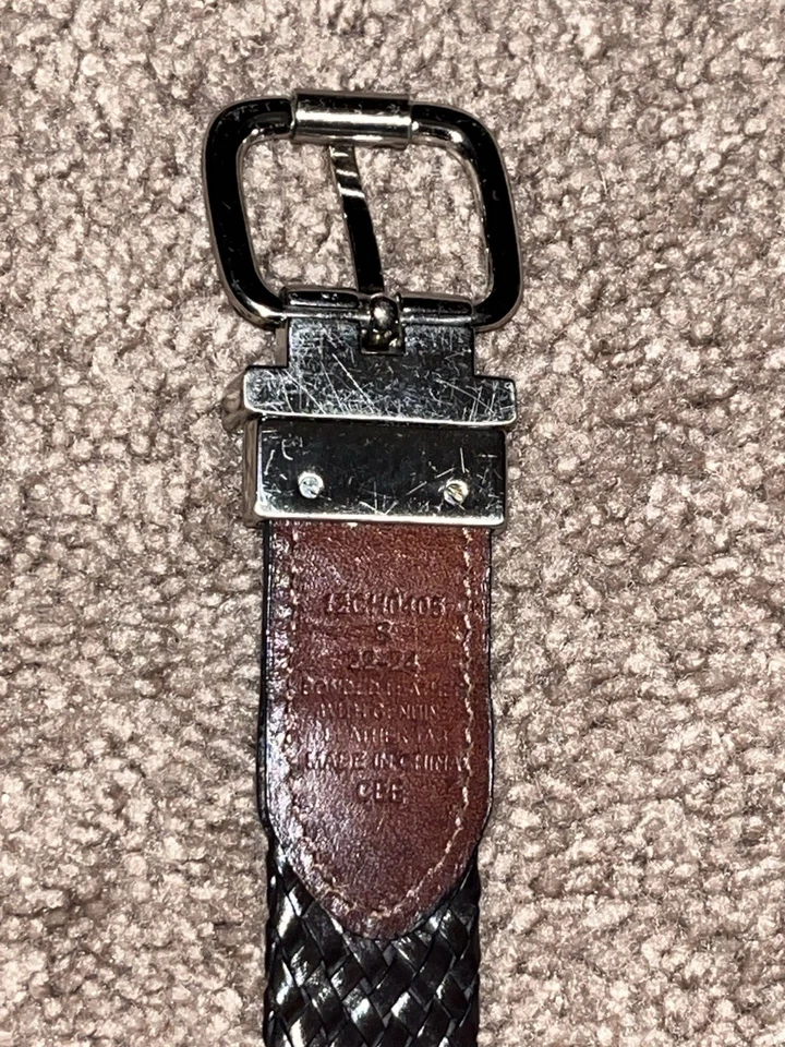 Cinturón trenzado tejido de cuero genuino negro Chaps 22-24 Foto 3 de 3