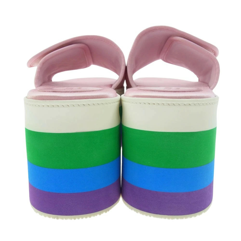 GUCCI 702294 adidas Platform Silk Platform Sandals Pink Multicolor 39.5 Women's thumbnail 3