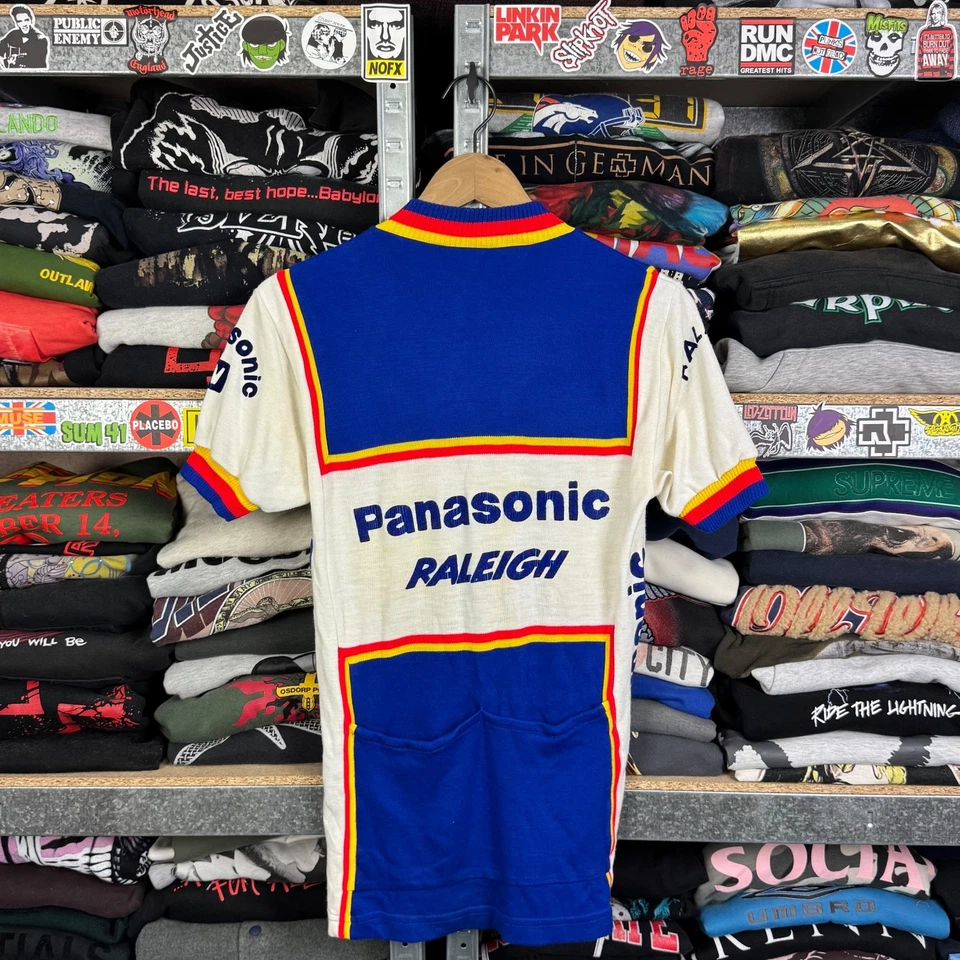 CAMISETA DE CICLISMO TEAM RALEIGH PANASONIC VINTAGE AÑOS 80 100 % ACRÍLICO TALLA 3 (~M) Foto 2 de 4