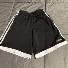 Adidas Boys Athletic Shorts Size 8 - Prime Black/White Stripes