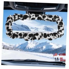 2026 Leopard Car Rear View Mirror Cover Highly Elastic Fuzzy Plush Cow Milk