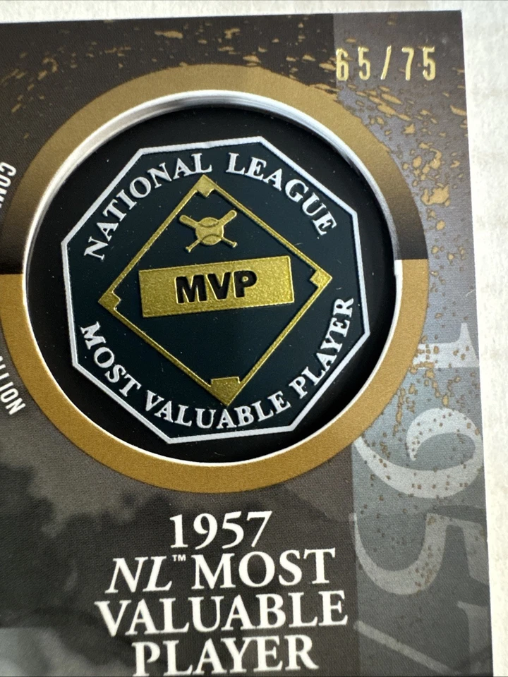 2023 Topps Update MVP Medallion Gold 65/75 Hank Aaron #MVP-HA HOF - Image 3 of 3