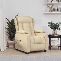 Elektrischer Relaxsessel Stoff Creme Mit Fernbedienung Und Liegefunktion