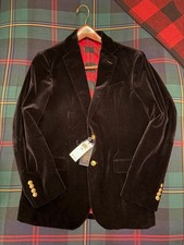 POLO Ralph Lauren BLACK VELVET BLAZER JACKET M 40 Blue Label Tailored Dinner