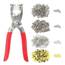 200Set Metal Snap Button Kit 10mm Solid Prong Snap Button Fasteners Tool Yellow