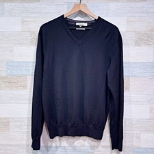 Calvin Klein 100 Extra Fine Merino Wool V Neck Sweater Black Mens Large