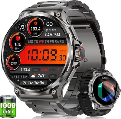 Smartwatch Herren Männer mit Telefonfunktion Armbanduhr für iOS Android Outdoor