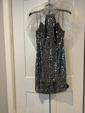Express Grey Mini Sequence Dress Size Sm Sleeveless