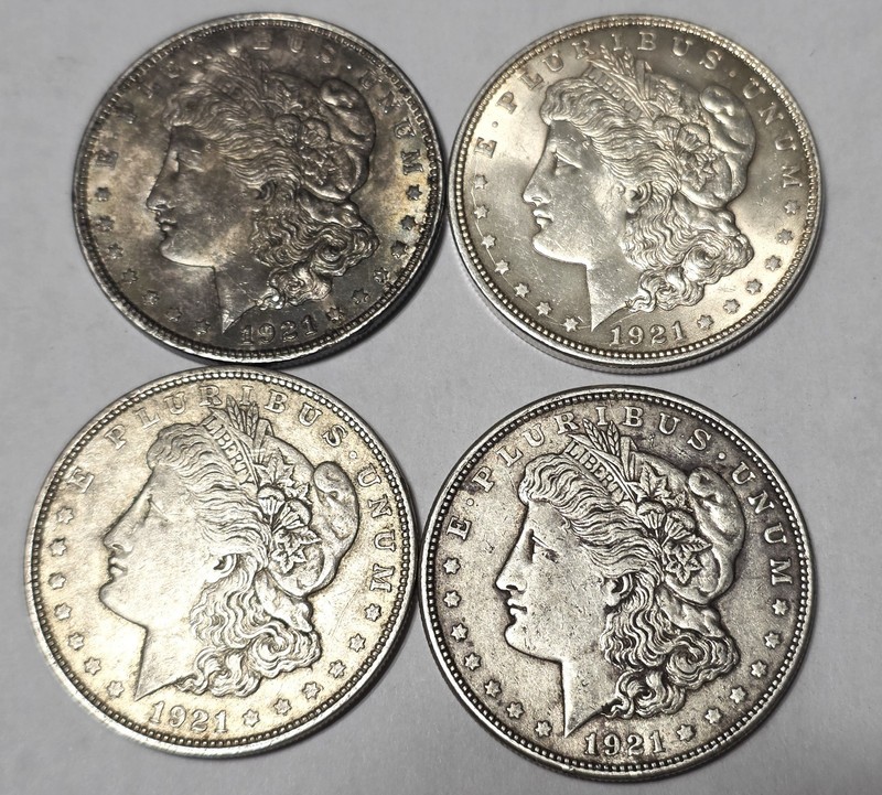 1921, 1921, 1921-D & 1921-D Morgan Dollars - Nice Group of Silver Coins