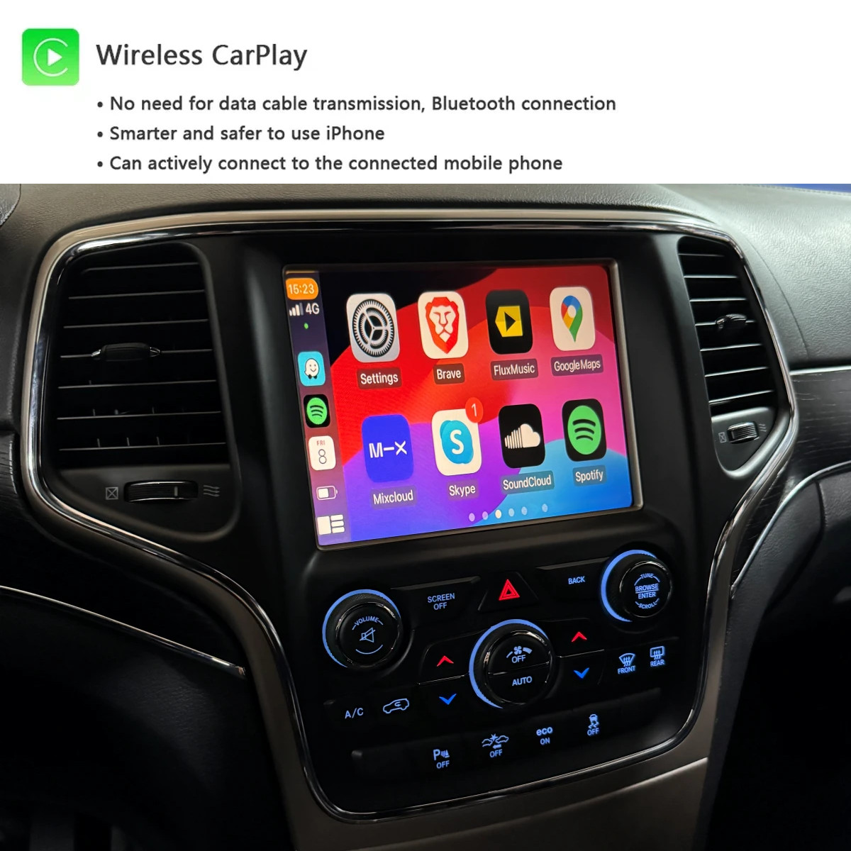 Jeep Grand Cherokee 2013–2018 Wireless CarPlay Android Auto Kit Uconnect 8.4
