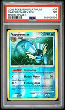 2009 POKEMON PLATINUM RISING RIVALS 34 VAPOREON-REVERSE FOIL PSA 7