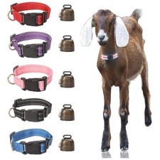 Safety First: 5 Pack Goat Collars with Copper Bells - Adjustable Reflective Set